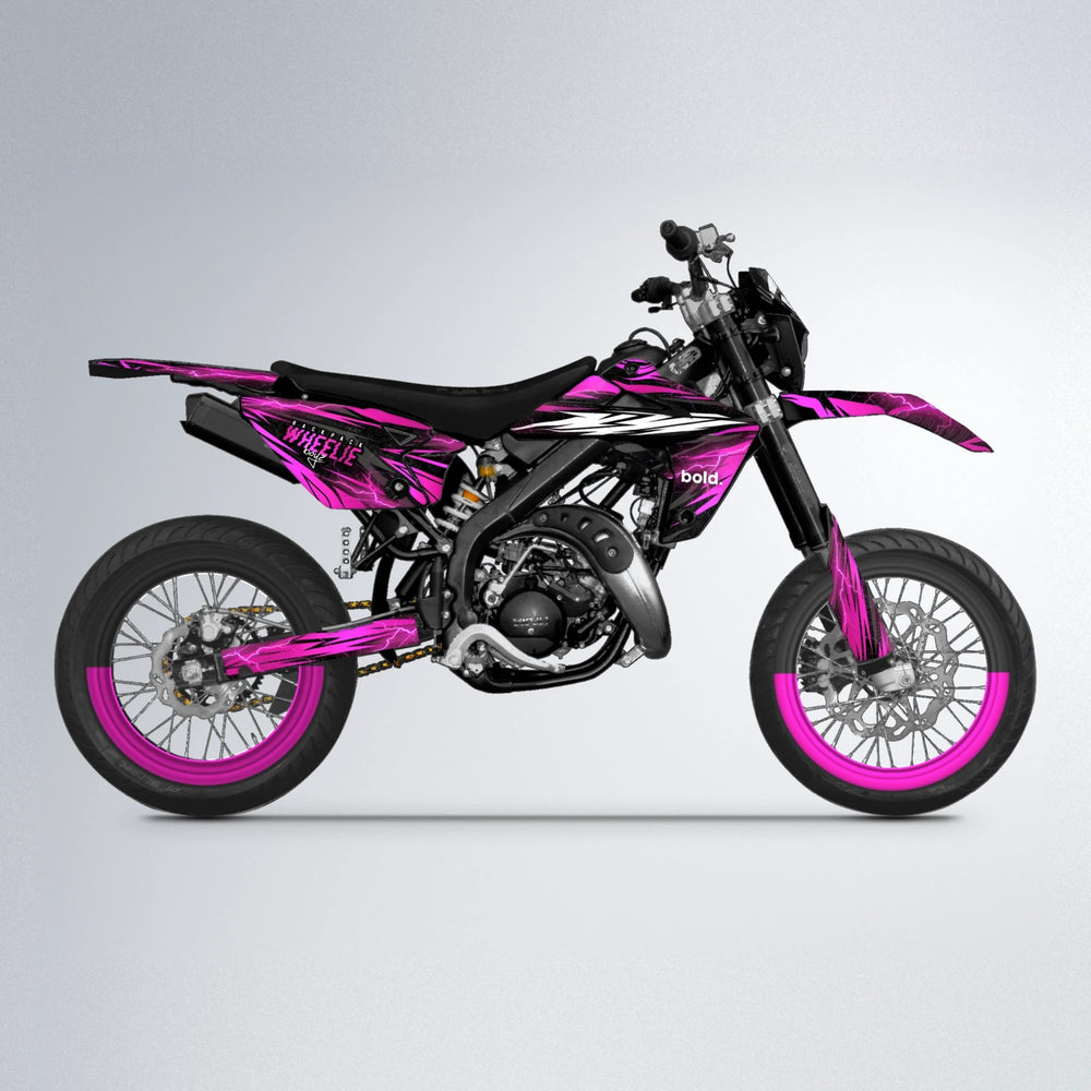 CAUTION Rieju MRT supermoto graphics kit in Pink