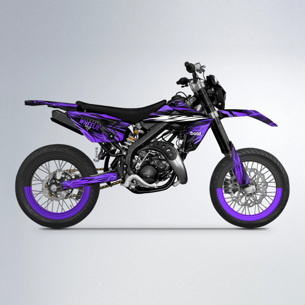 CAUTION Rieju MRT supermoto graphics kit in Purple