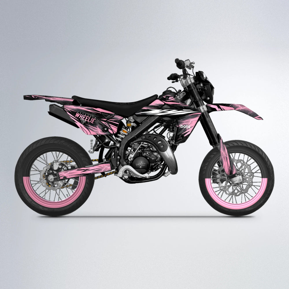CAUTION Rieju MRT supermoto graphics kit in Sakura Pink