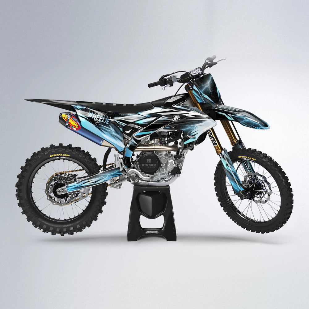 CAUTION Yamaha YZF MX motocross graphics kit in Light Blue & White