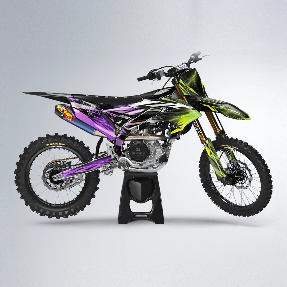 CAUTION Yamaha YZF MX motocross graphics kit in Purple & Yellow