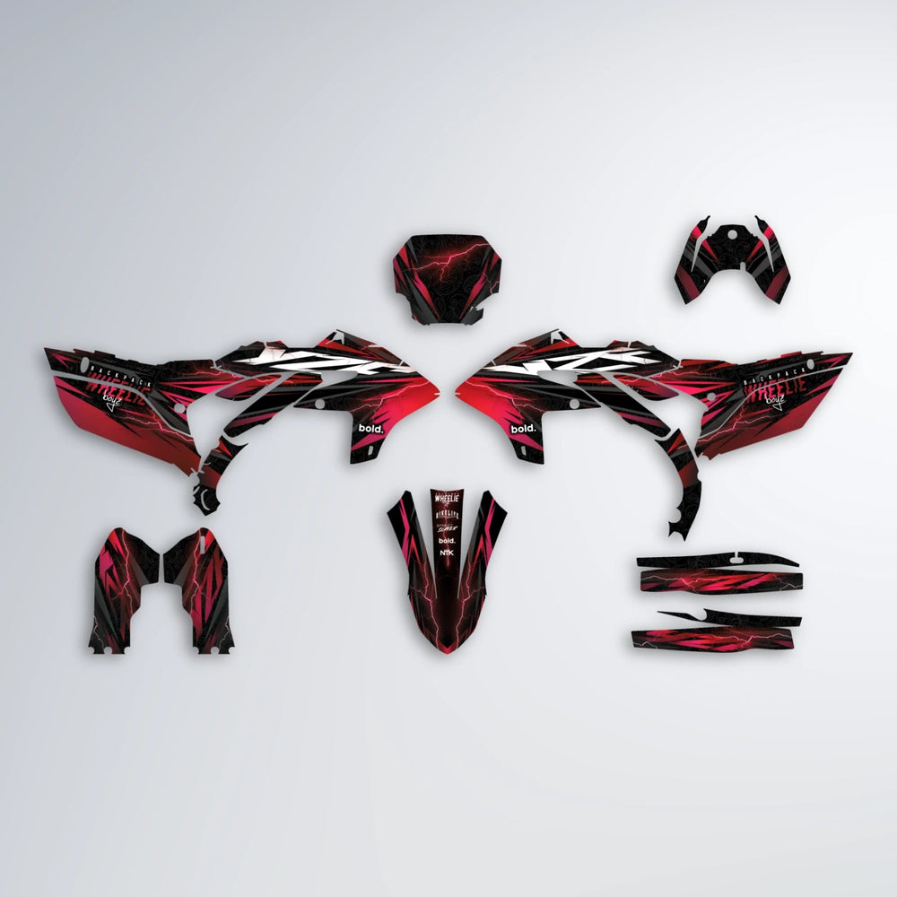 CAUTION Yamaha YZF SM graphics kit parts layout in Black & Red