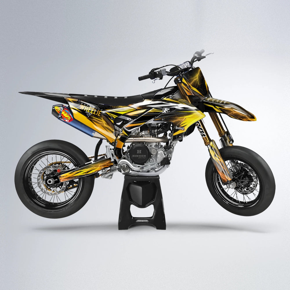 CAUTION Yamaha YZF SM supermoto graphics kit in Orange & Yellow