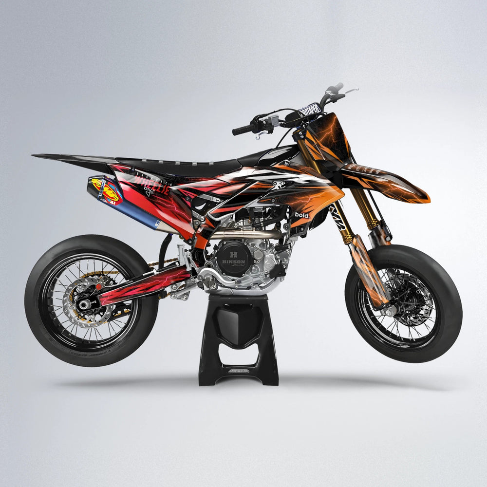 CAUTION Yamaha YZF SM supermoto graphics kit in Red & Orange