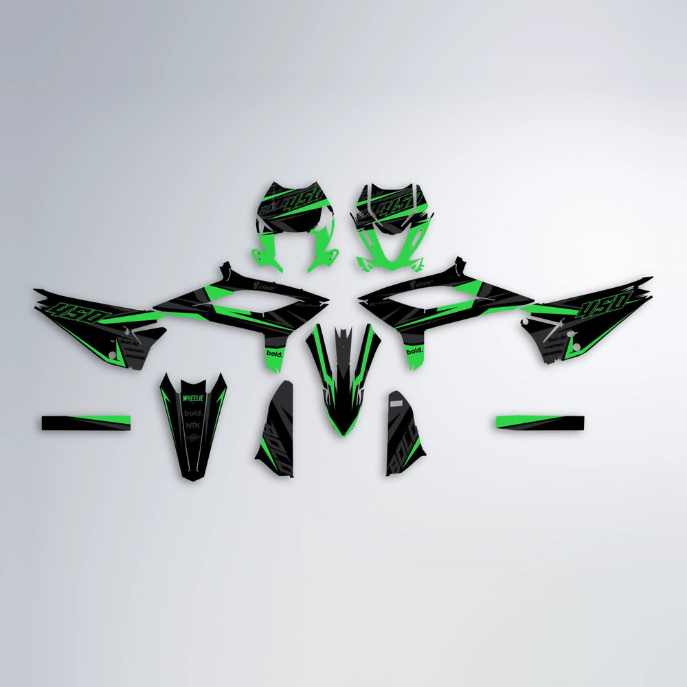 CHILLI Beta graphics kit parts layout in Green