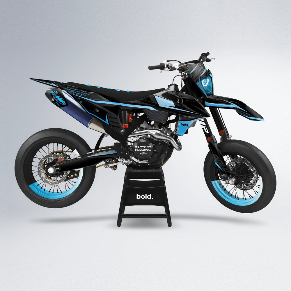 CHILLI supermoto graphics kit in Light Blue & White