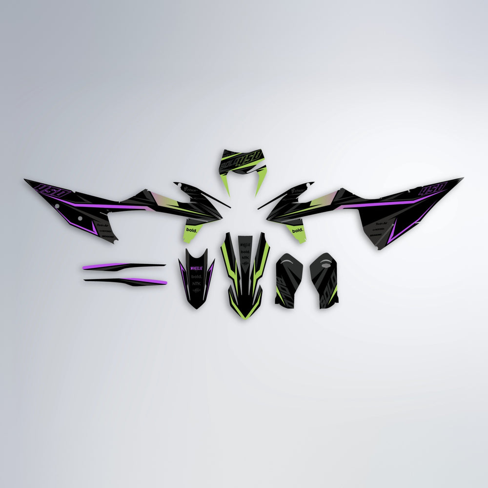 CHILLI graphics kit parts layout in Purple & Yellow