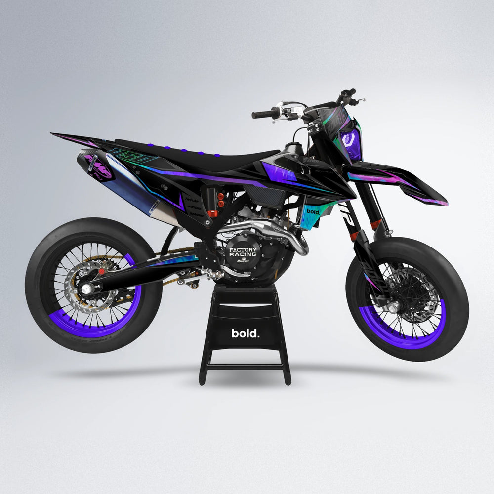 CHILLI supermoto graphics kit in Purple Holo