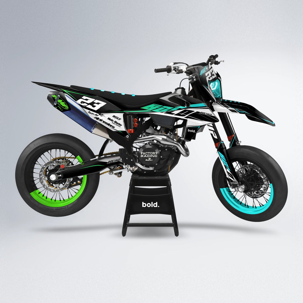 COLLIDE supermoto graphics kit in Cyan & Green