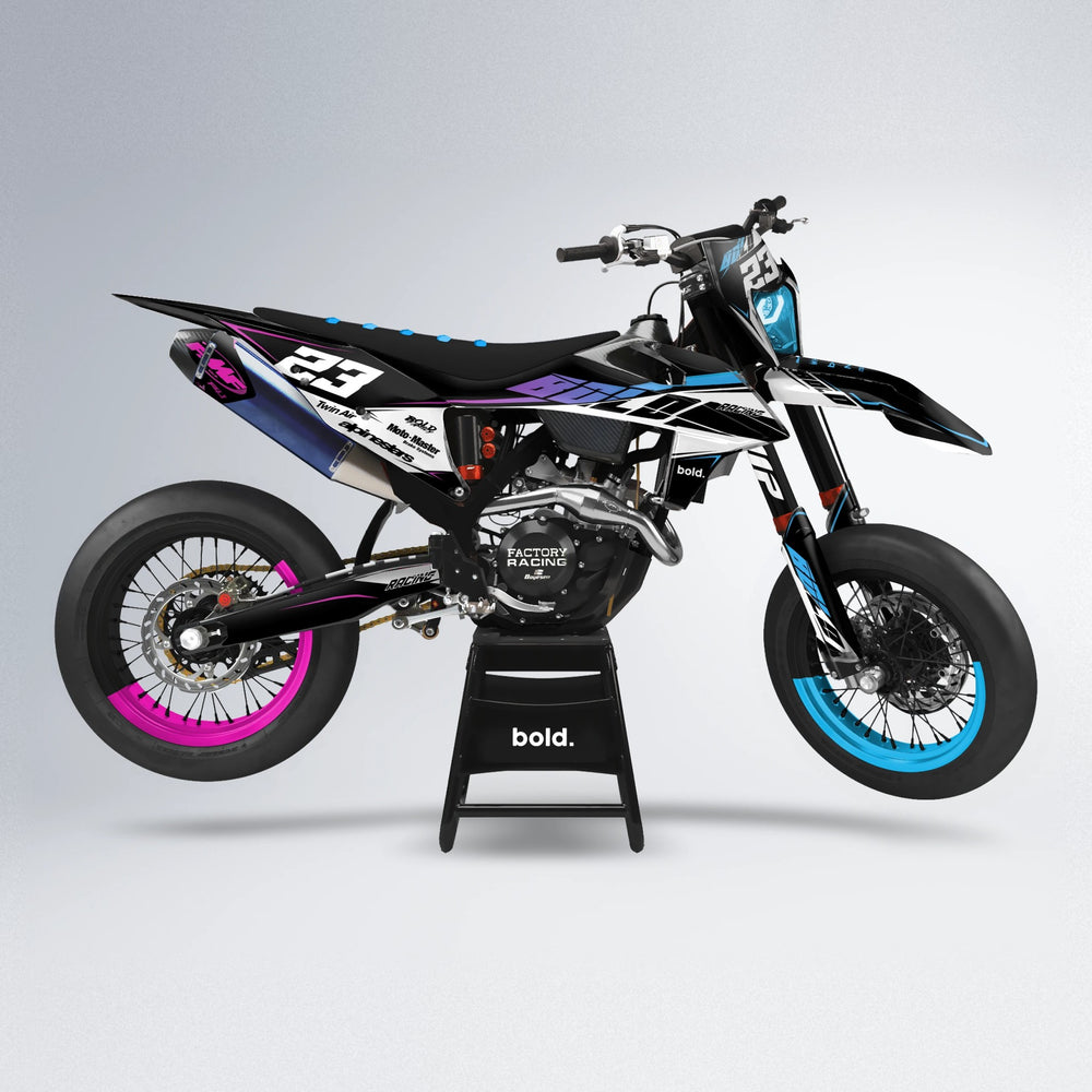 COLLIDE supermoto graphics kit in Pink & Light Blue