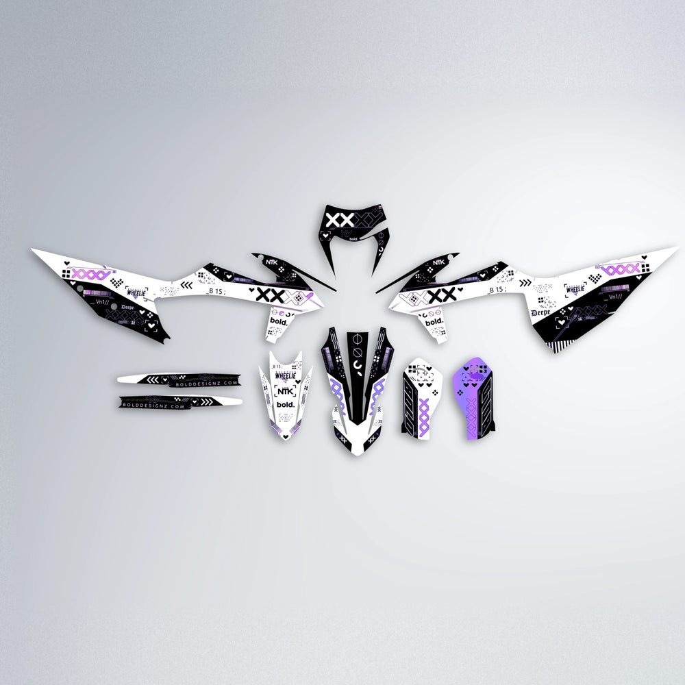 DATALOG graphics kit parts layout in Purple Chrome