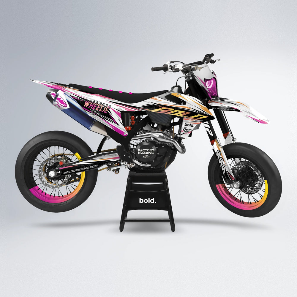 DEEPE supermoto graphics kit in Pink & Yellow