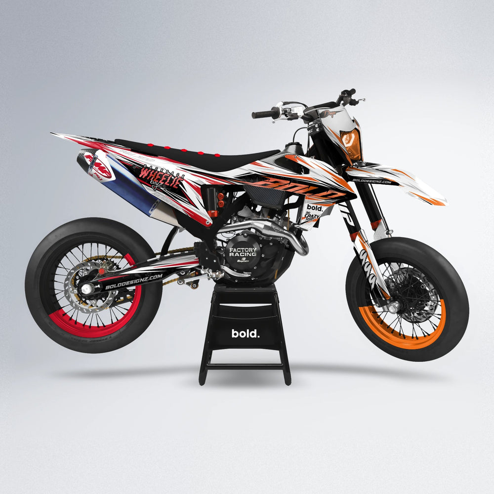 DEEPE supermoto graphics kit in Red & Orange