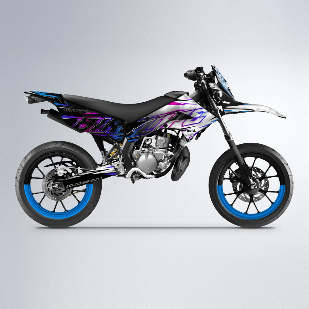 DEEPE V2 Derbi Senda supermoto graphics kit in Blue Purple Fade