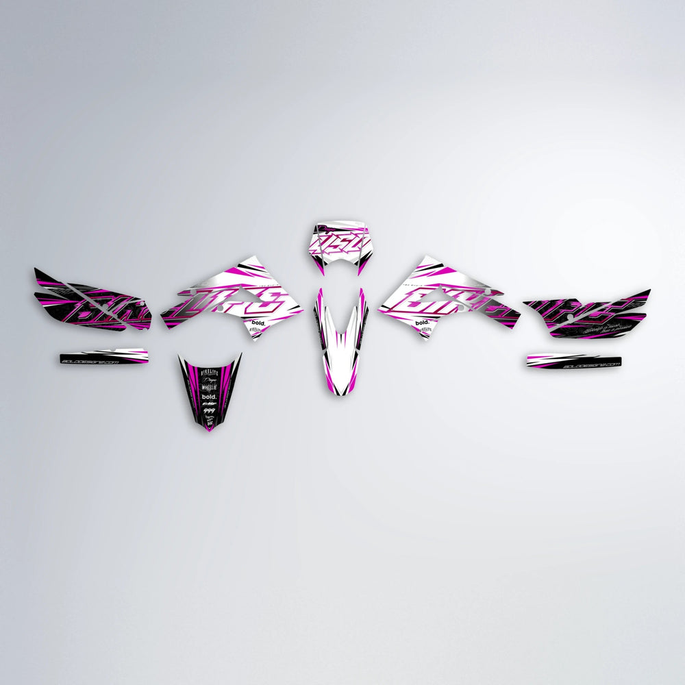 DEEPE V2 Derbi Senda graphics kit parts layout in Pink