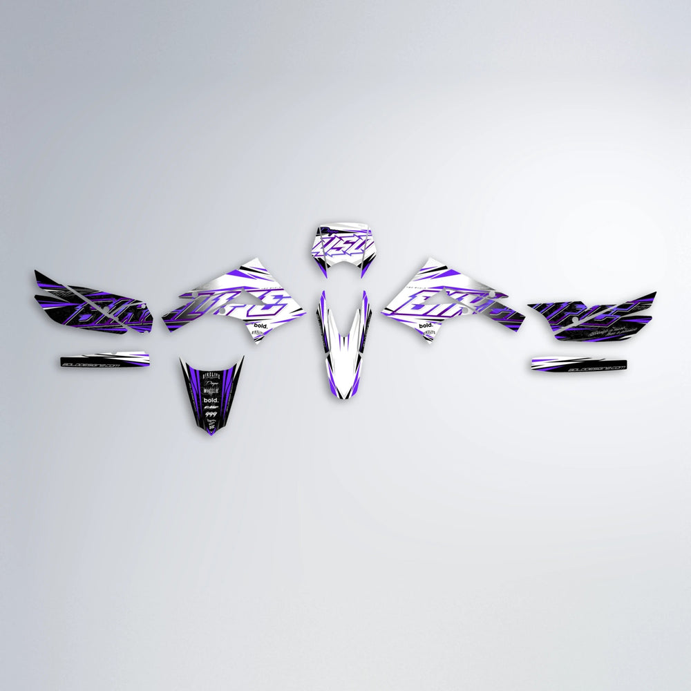 DEEPE V2 Derbi Senda graphics kit parts layout in Purple