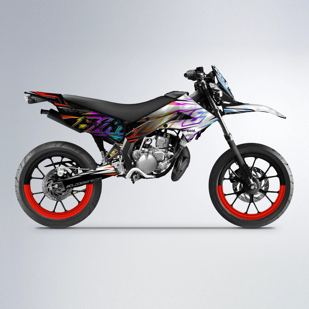 DEEPE V2 Derbi Senda supermoto graphics kit in Sunset Fade