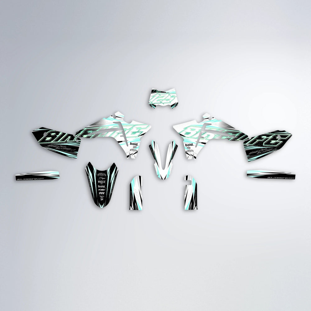 DEEPE V2 Fantic graphics kit parts layout in Mint
