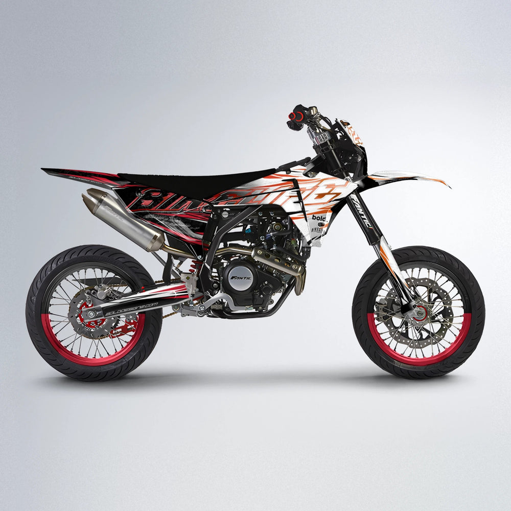 DEEPE V2 Fantic supermoto graphics kit in Red & Orange