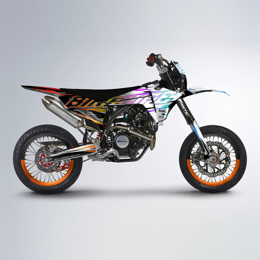 DEEPE V2 Fantic supermoto graphics kit in Sunset Fade