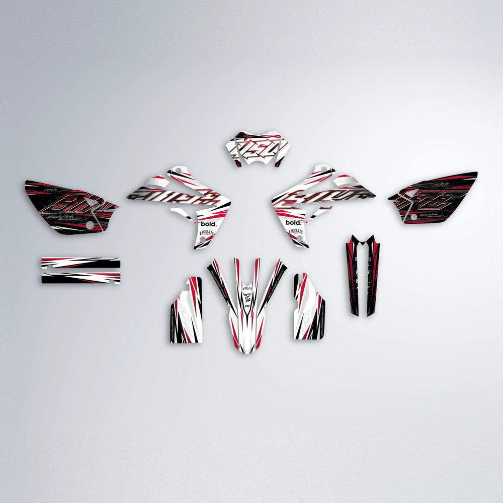 DEEPE V2 Rieju MRT graphics kit parts layout in Black & Red