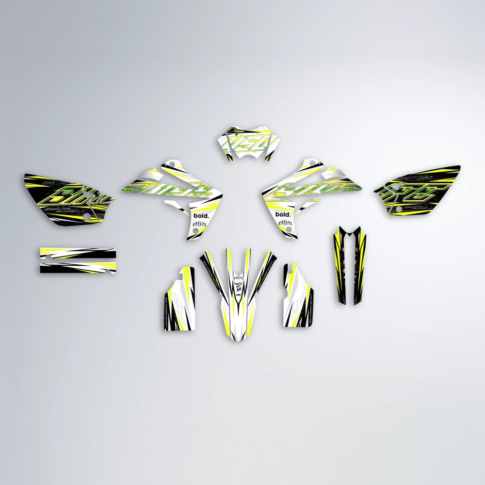 DEEPE V2 Rieju MRT graphics kit parts layout in Custom Colour