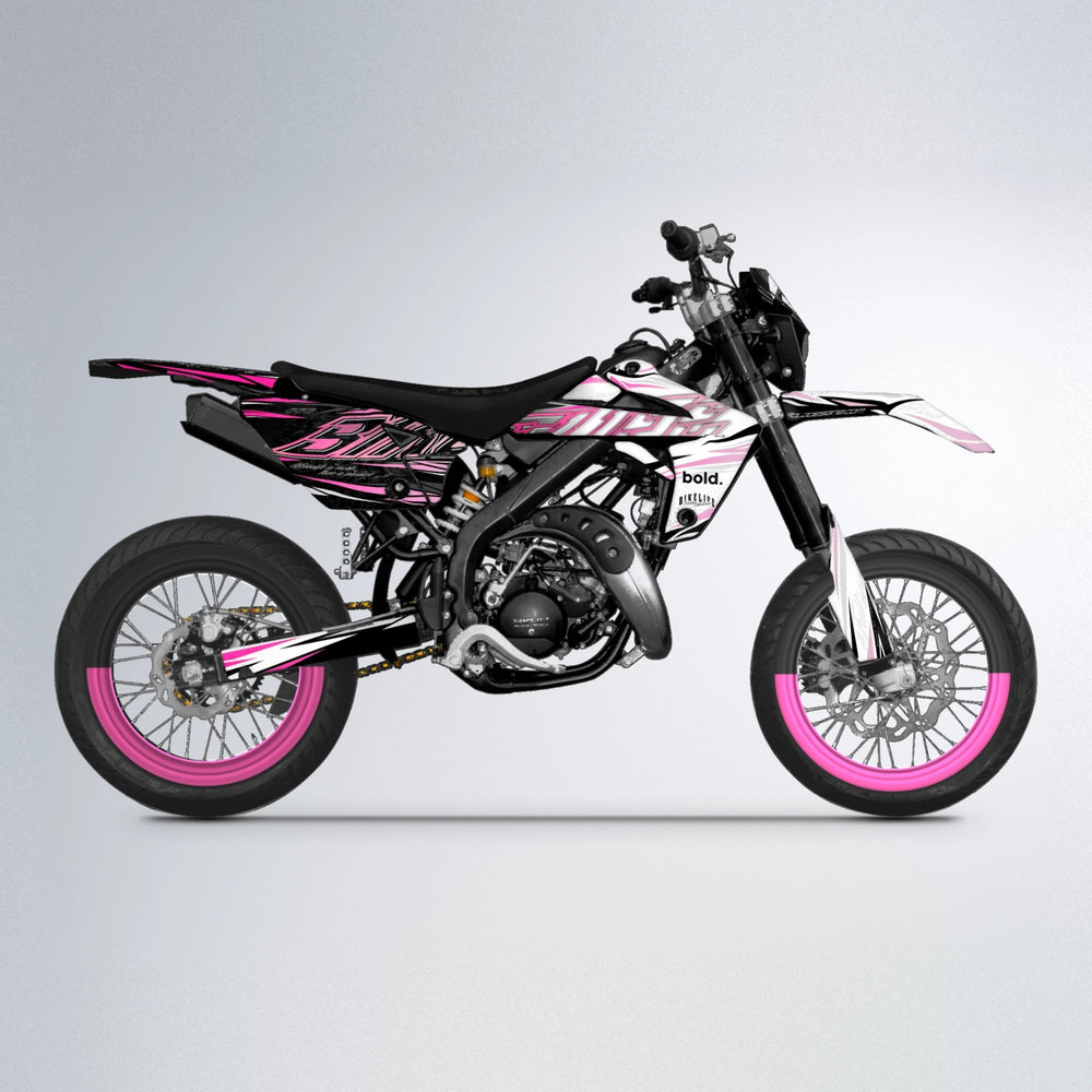 DEEPE V2 Rieju MRT supermoto graphics kit in Flamingo
