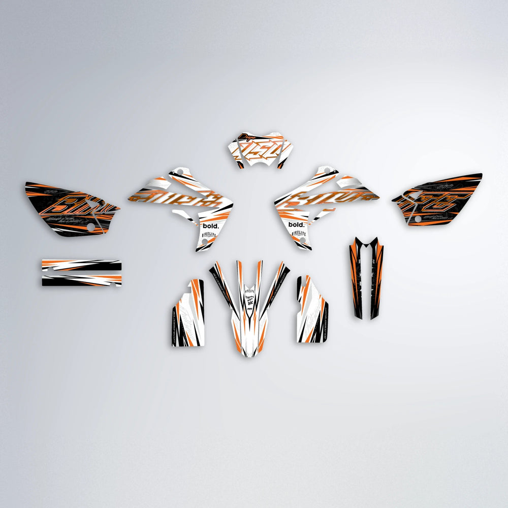 DEEPE V2 Rieju MRT graphics kit parts layout in Orange