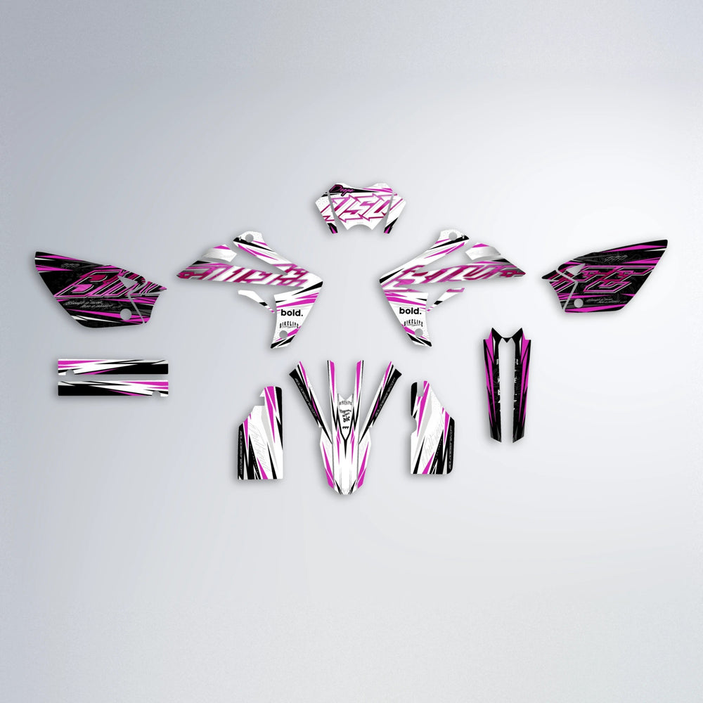 DEEPE V2 Rieju MRT graphics kit parts layout in Pink