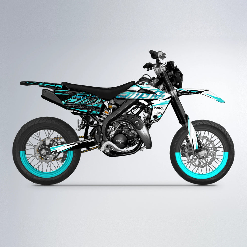 DEEPE V2 Rieju MRT supermoto graphics kit in Teal
