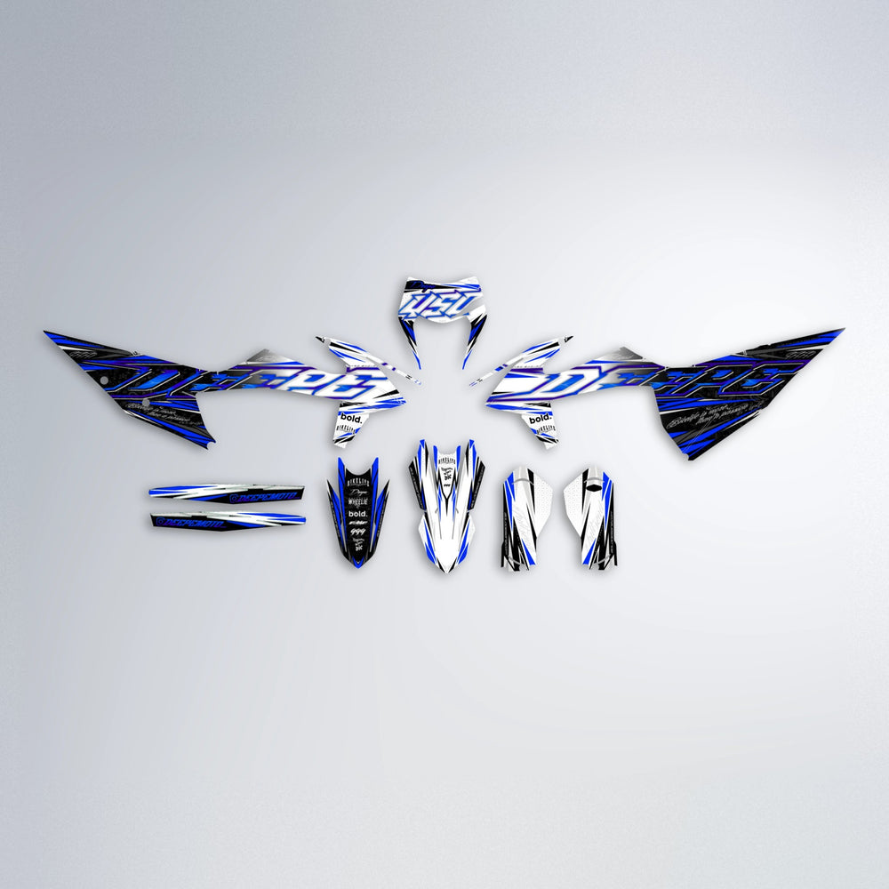 DEEPE V2 graphics kit parts layout in Blue