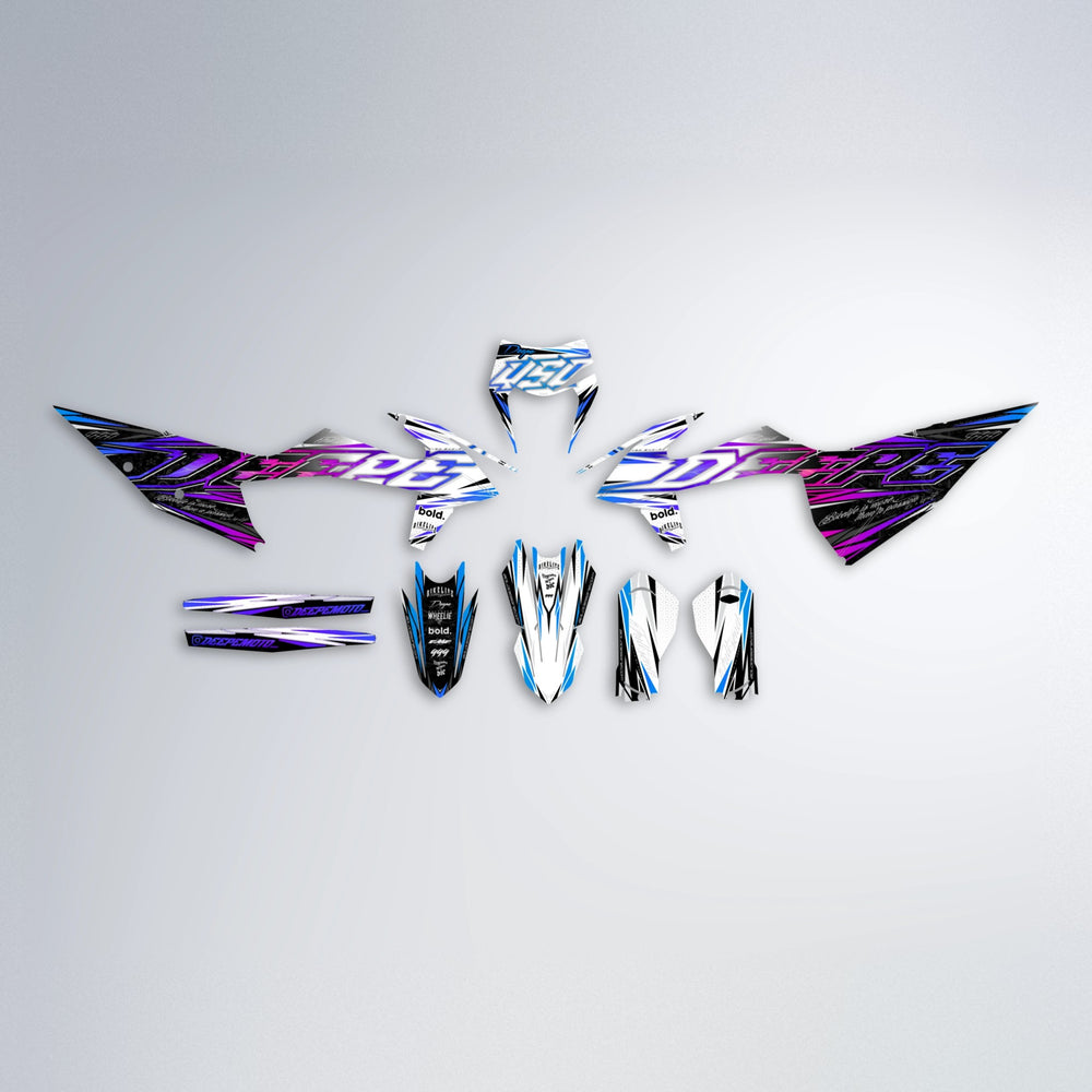 DEEPE V2 graphics kit parts layout in Blue Purple Fade