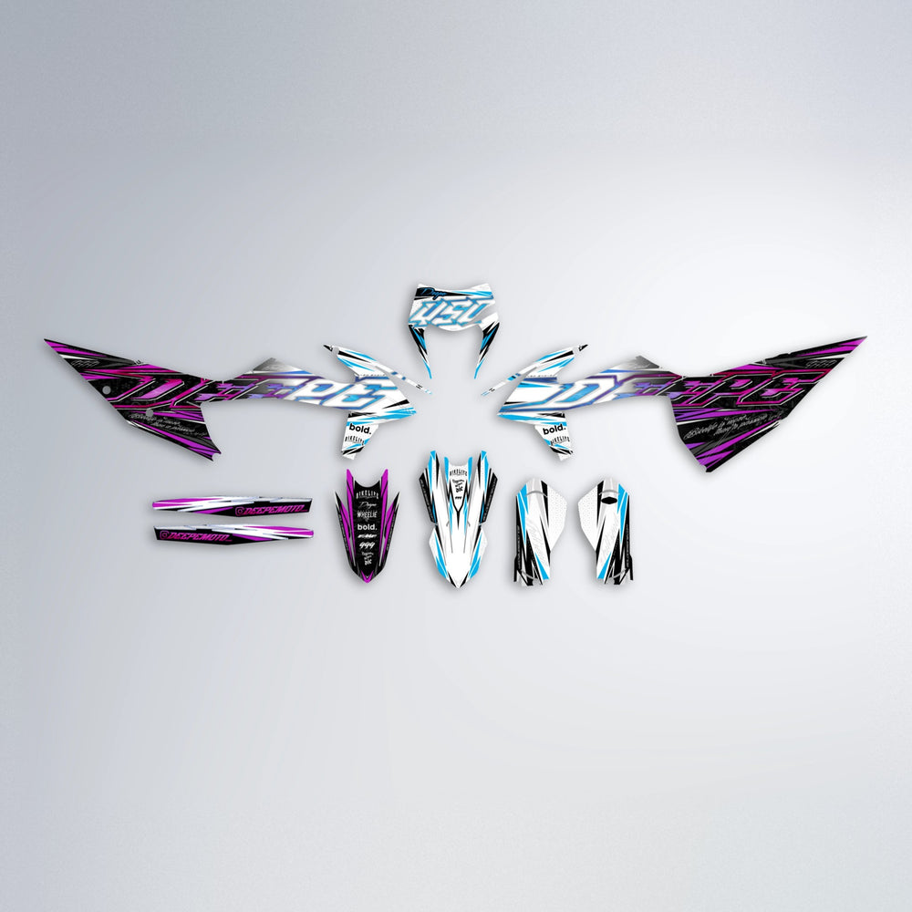 DEEPE V2 graphics kit parts layout in Pink & Light Blue