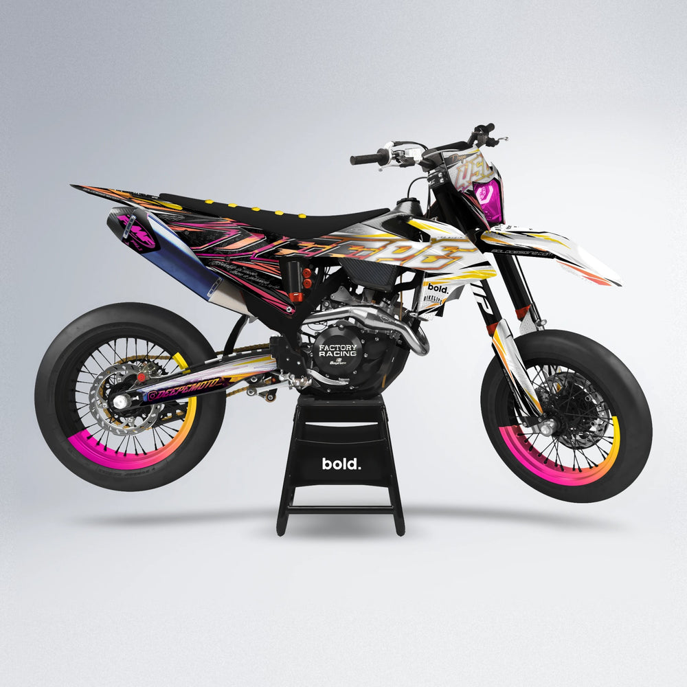 DEEPE V2 supermoto graphics kit in Pink & Yellow
