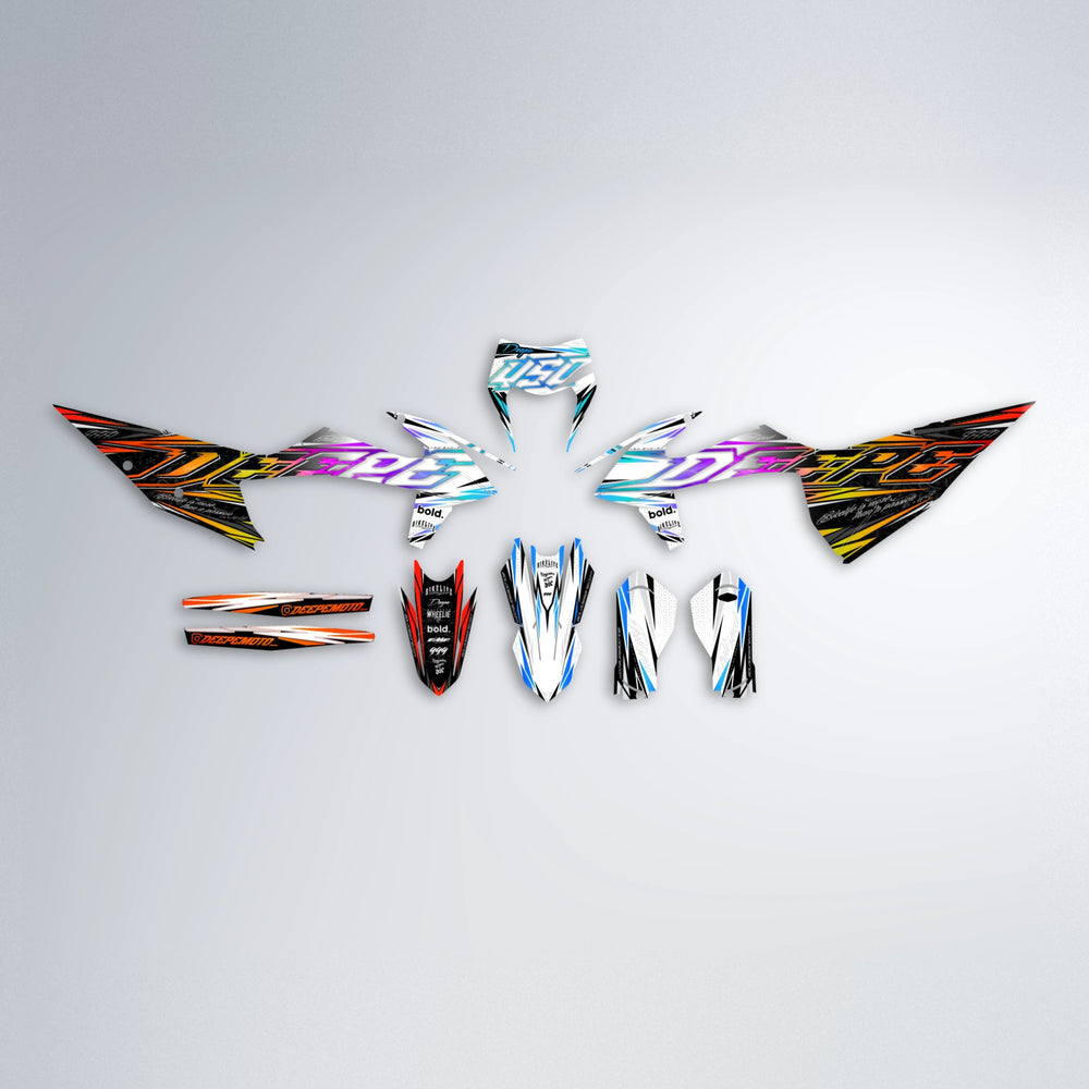 DEEPE V2 graphics kit parts layout in Sunset Fade
