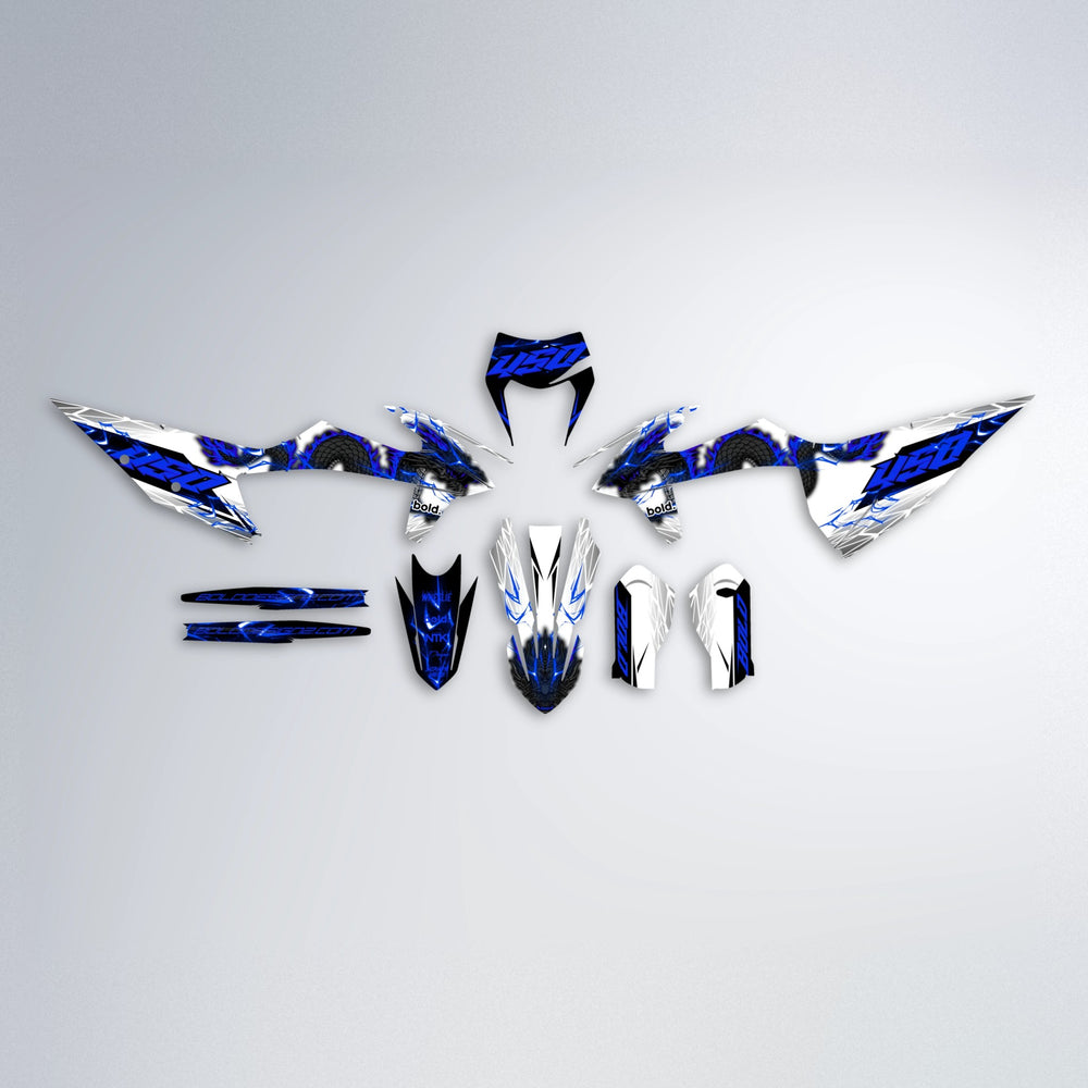 DERAGON graphics kit parts layout in Blue