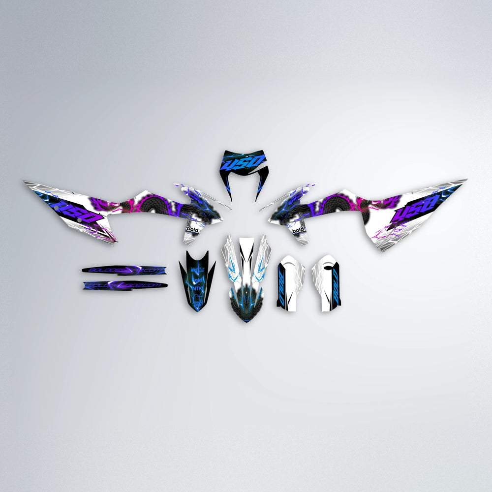 DERAGON graphics kit parts layout in Blue Purple Fade