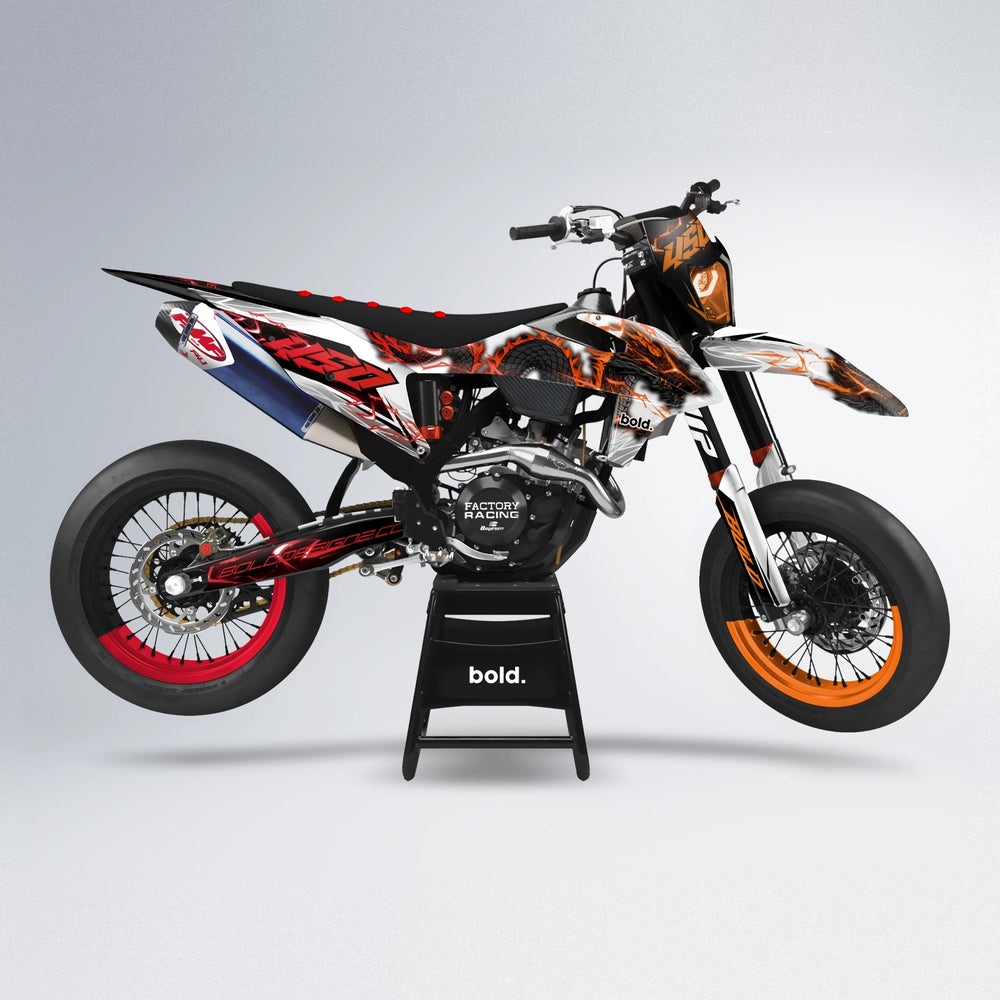 DERAGON supermoto graphics kit in Red & Orange