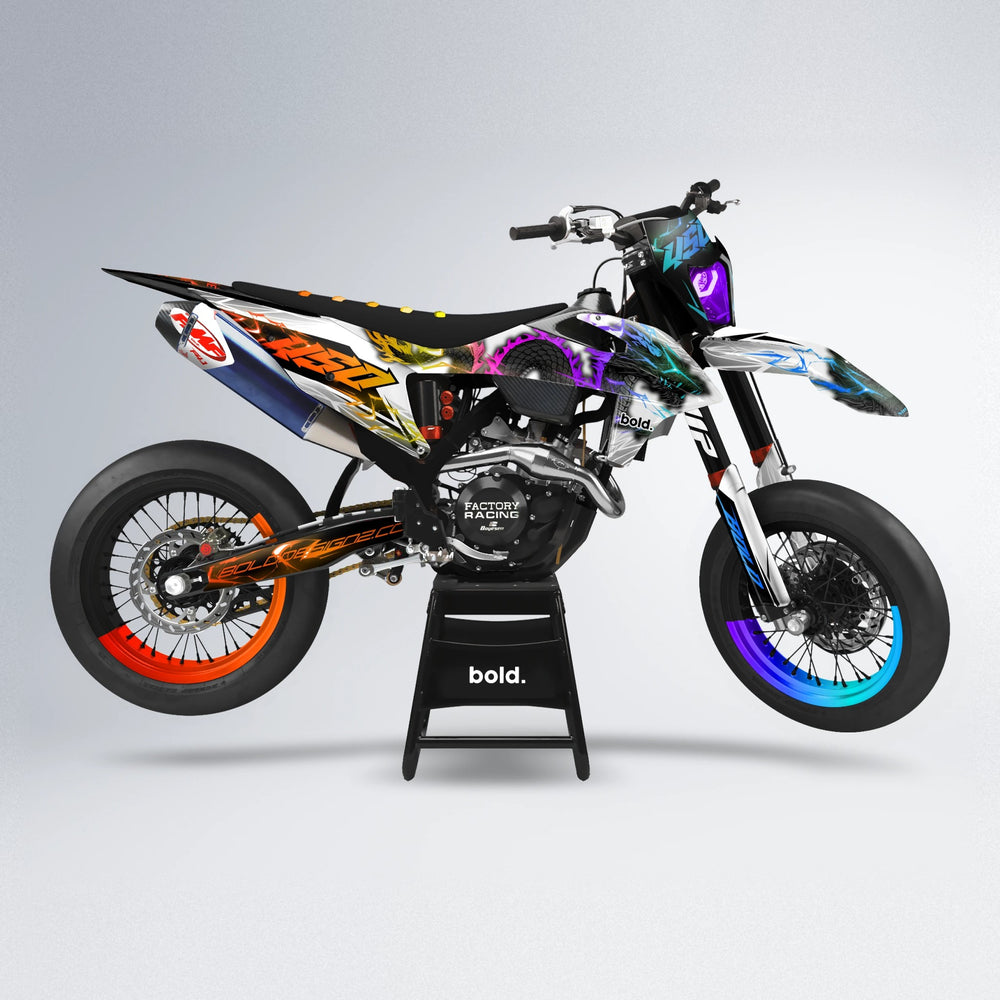 DERAGON supermoto graphics kit in Sunset Fade
