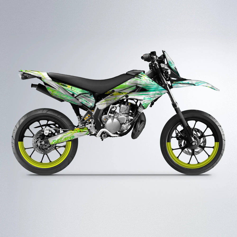 DIVINE Derbi Senda supermoto graphics kit in Cyan & Green