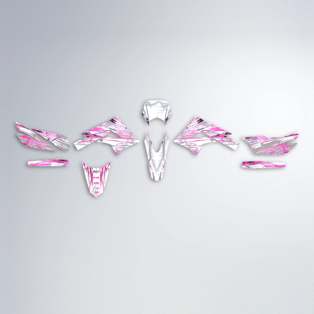 DIVINE Derbi Senda graphics kit parts layout in Flamingo