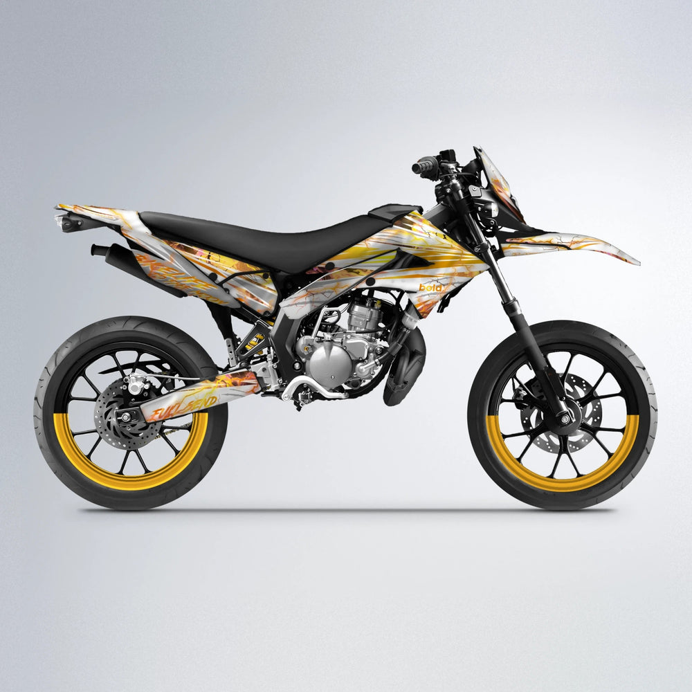 DIVINE Derbi Senda supermoto graphics kit in Orange & Yellow