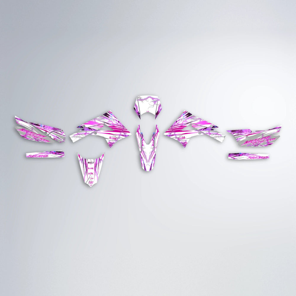 DIVINE Derbi Senda graphics kit parts layout in Pink