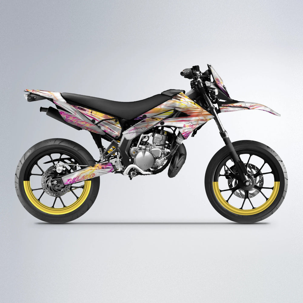 DIVINE Derbi Senda supermoto graphics kit in Pink & Yellow