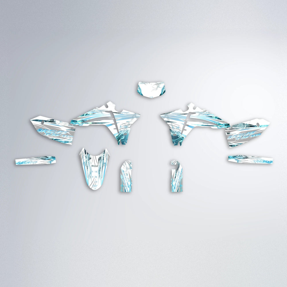 DIVINE Fantic graphics kit parts layout in Light Blue & White