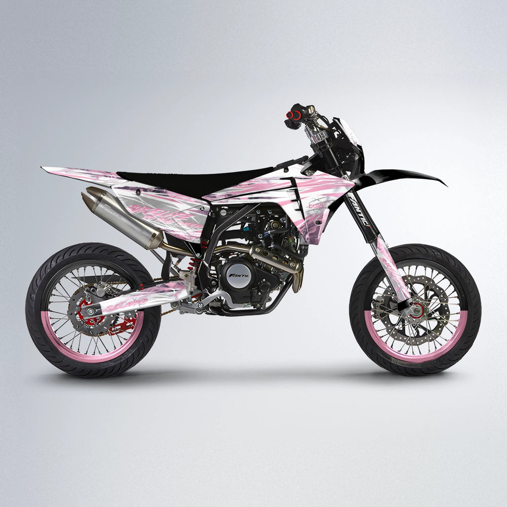 DIVINE Fantic supermoto graphics kit in Sakura Pink