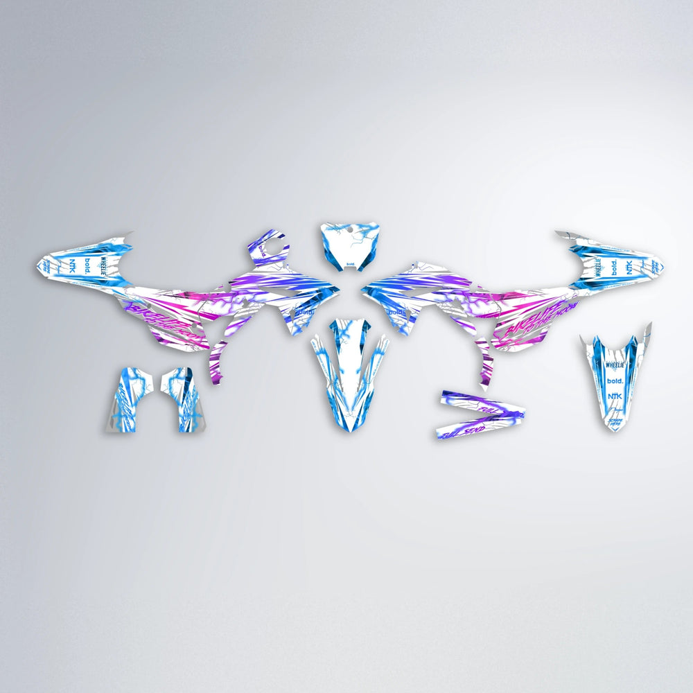 DIVINE Honda graphics kit parts layout in Blue Purple Fade