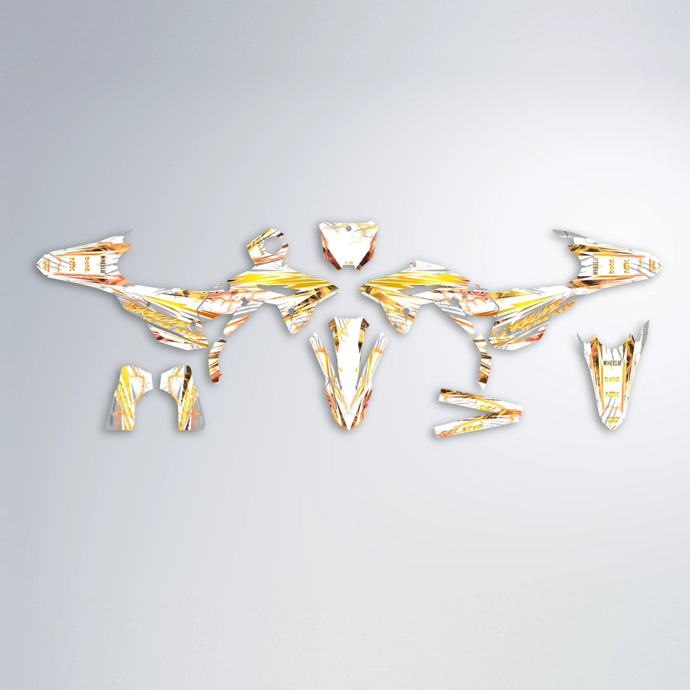 DIVINE Honda graphics kit parts layout in Orange & Yellow