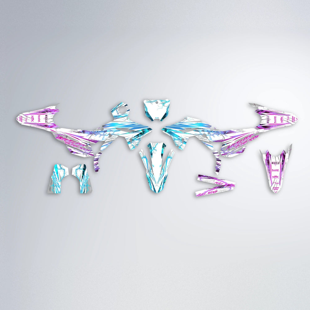 DIVINE Honda graphics kit parts layout in Pink & Light Blue