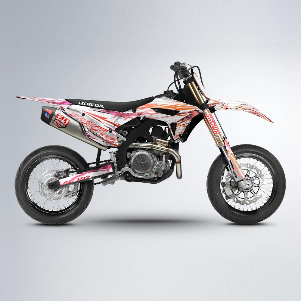 DIVINE Honda supermoto graphics kit in Red & Orange